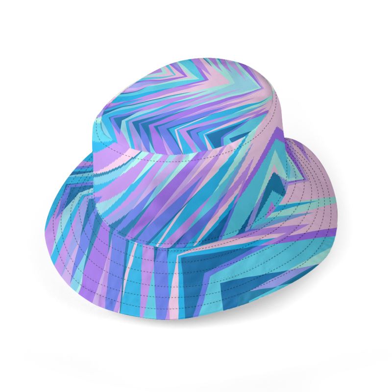 Blue Pink Abstract Eighties Bucket Hat by The Photo Access