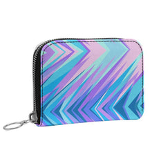 Load image into Gallery viewer, Blue Pink Abstract Eighties Small Leather Zip Purse by The Photo Access
