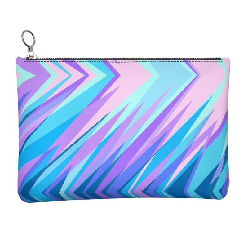 Blue Pink Abstract Eighties Leather Clutch Bag by The Photo Access