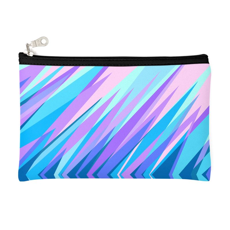 Blue Pink Abstract Eighties Zip Top Pouch by The Photo Access