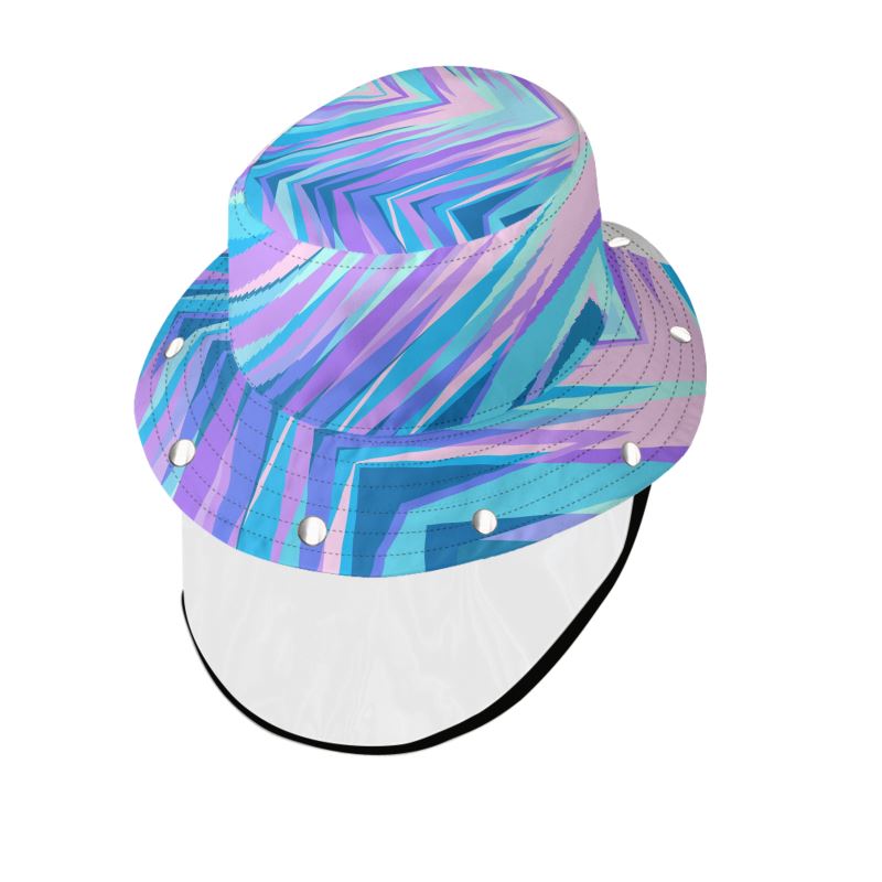 Blue Pink Abstract Eighties Bucket Hat With Visor by The Photo Access