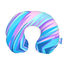 Load image into Gallery viewer, Blue Pink Abstract Eighties Neck Pillow by The Photo Access

