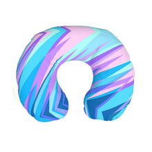 Load image into Gallery viewer, Blue Pink Abstract Eighties Neck Pillow by The Photo Access
