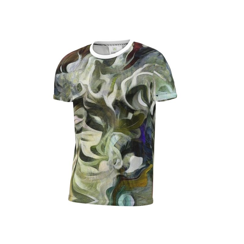 Abstract Fluid Lines of Movement Muted Tones High Fashion Cut and Sew All Over Print T-Shirt by The Photo Access