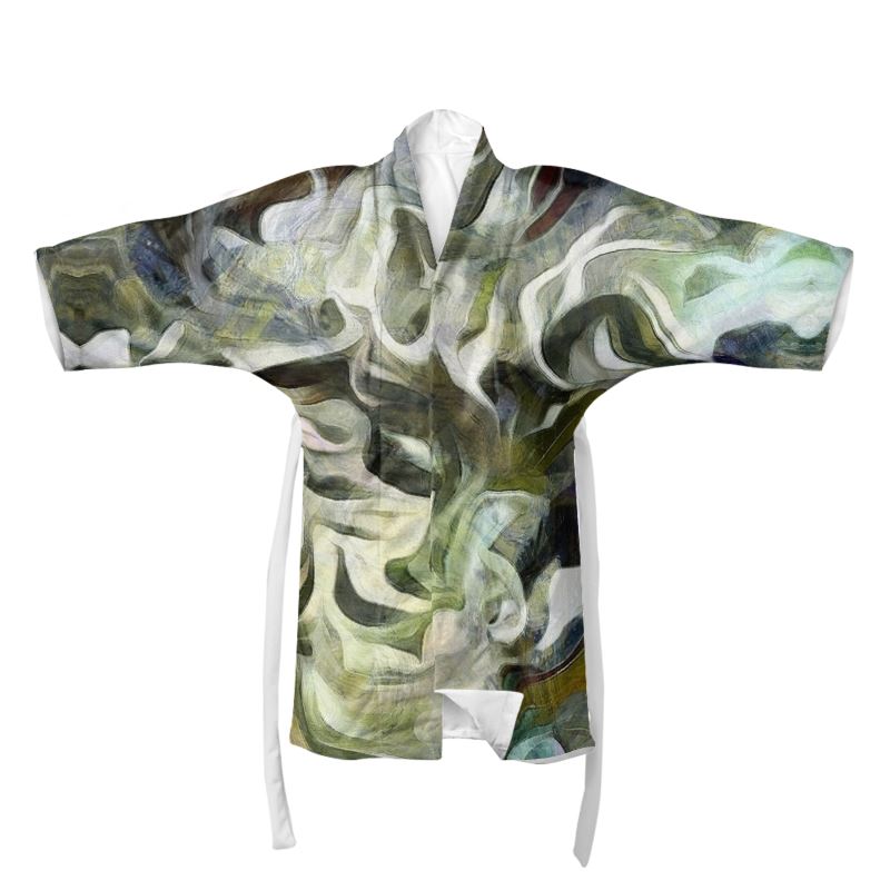 Abstract Fluid Lines of Movement Muted Tones High Fashion Kimono by The Photo Access