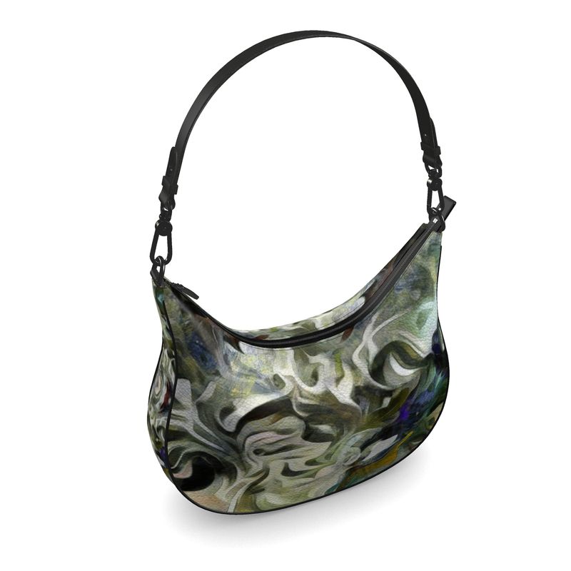 Abstract Fluid Lines of Movement Muted Tones High Fashion Curve Hobo Bag by The Photo Access