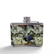 Load image into Gallery viewer, Abstract Fluid Lines of Movement Muted Tones High Fashion Leather Wrapped Hip Flask by The Photo Access
