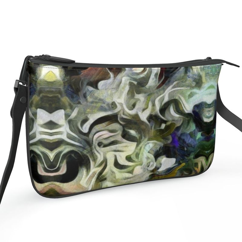Abstract Fluid Lines of Movement Muted Tones High Fashion Pochette Double Zip Bag by The Photo Access