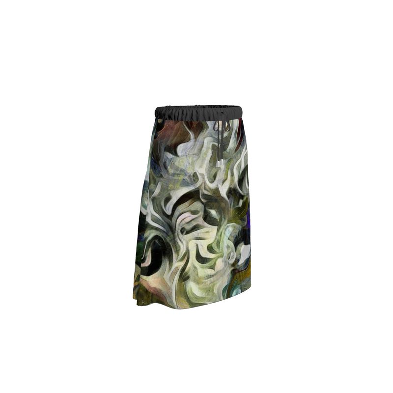 Abstract Fluid Lines of Movement Muted Tones High Fashion Skirt by The Photo Access