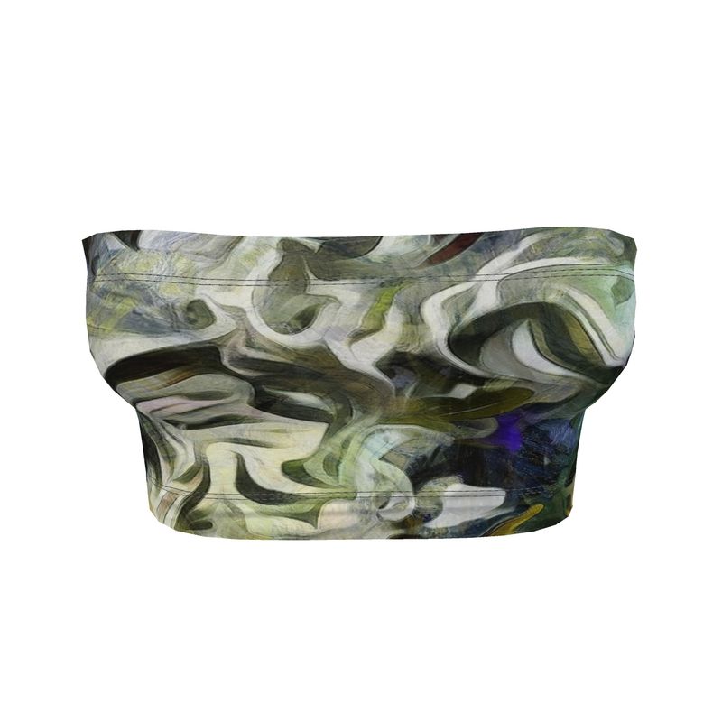 Abstract Fluid Lines of Movement Muted Tones High Fashion Custom Bandeau Top by The Photo Access