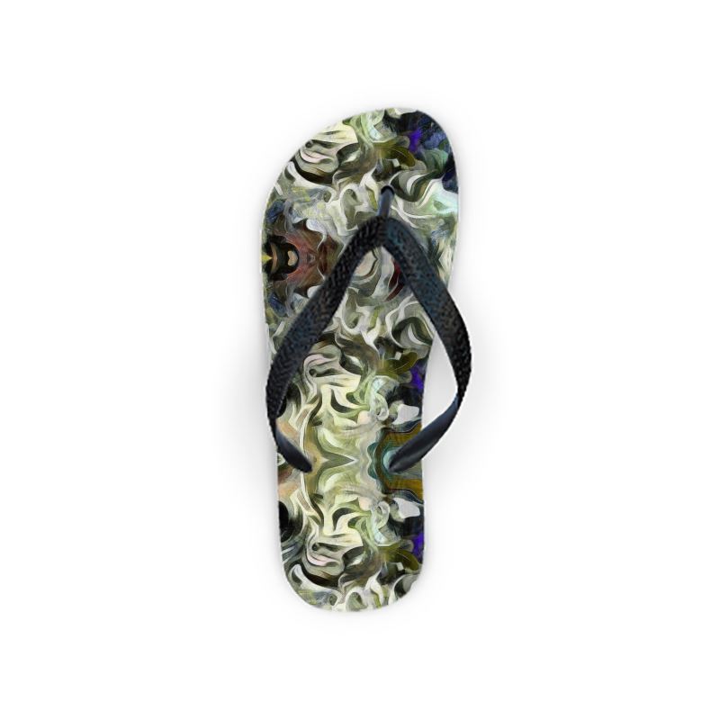 Abstract Fluid Lines of Movement Muted Tones High Fashion Custom Flip Flops by The Photo Access