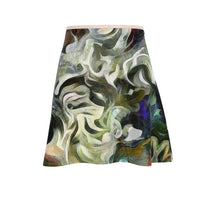 Load image into Gallery viewer, Abstract Fluid Lines of Movement Muted Tones High Fashion Custom Flared Skirt by The Photo Access
