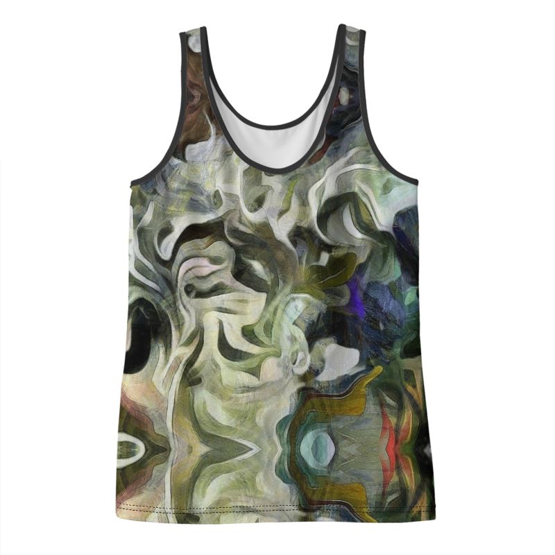 Abstract Fluid Lines of Movement Muted Tones High Fashion Custom Ladies Tank Top by The Photo Access
