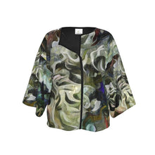 Load image into Gallery viewer, Abstract Fluid Lines of Movement Muted Tones High Fashion Custom Kimono Jacket by The Photo Access
