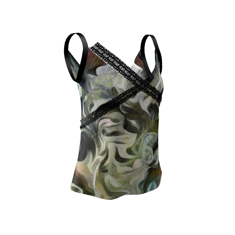 Abstract Fluid Lines of Movement Muted Tones High Fashion Custom Cami by The Photo Access