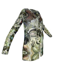 Load image into Gallery viewer, Abstract Fluid Lines of Movement Muted Tones High Fashion Custom Ladies Cardigan With Pockets by The Photo Access
