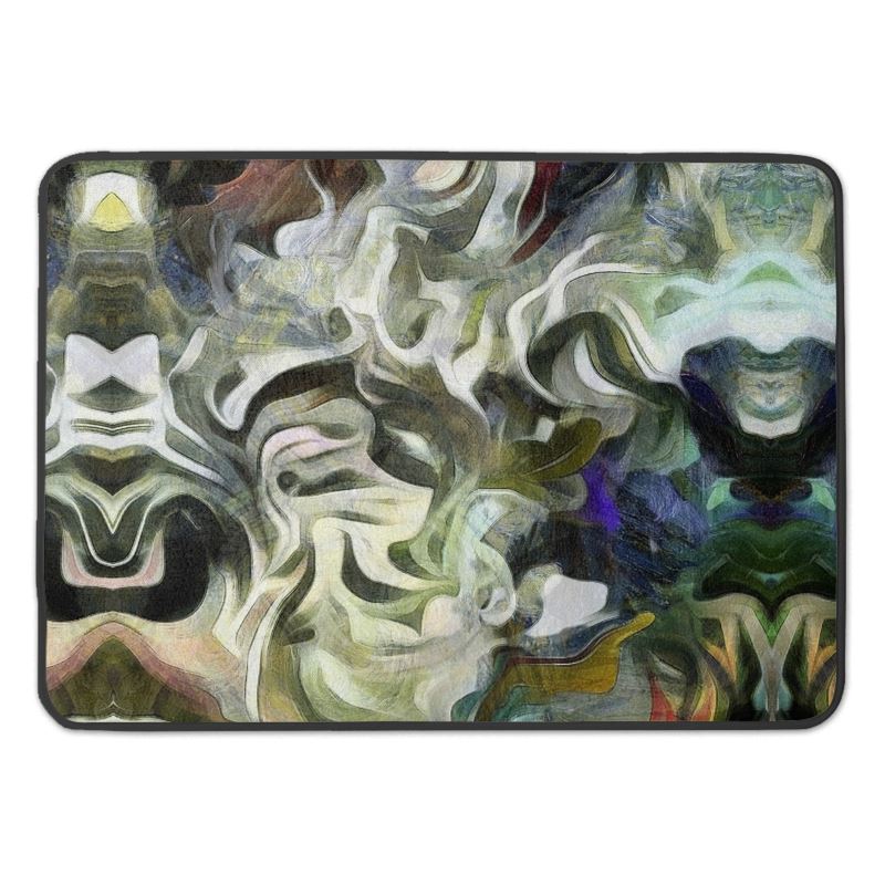 Abstract Fluid Lines of Movement Muted Tones High Fashion Bath Mat by The Photo Access
