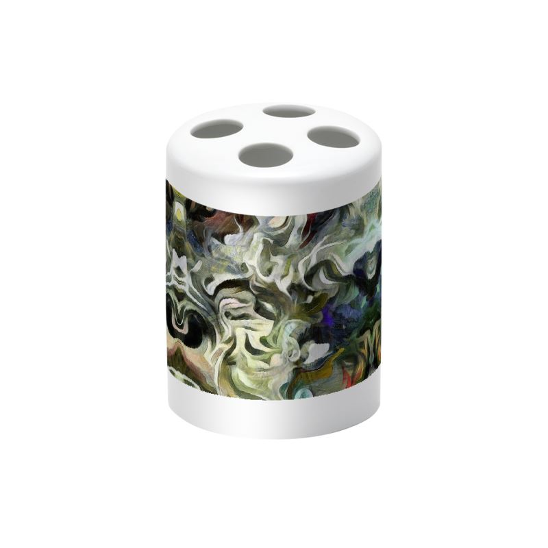 Abstract Fluid Lines of Movement Muted Tones High Fashion Toothbrush Holder by The Photo Access
