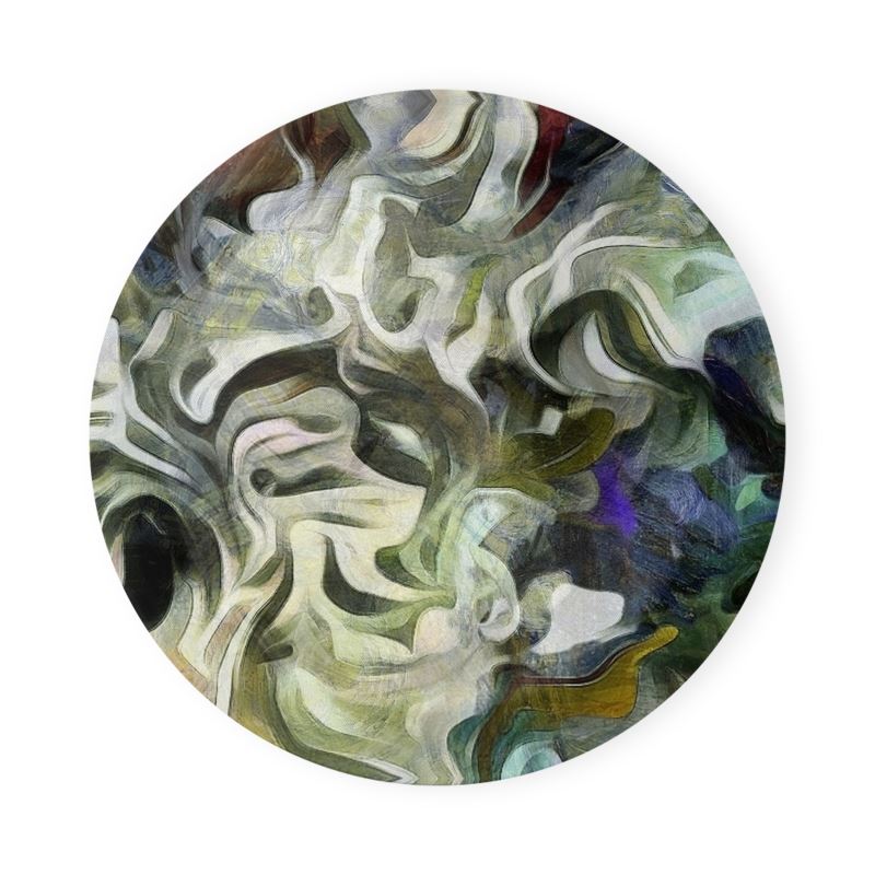 Abstract Fluid Lines of Movement Muted Tones  Round Coaster Trays by The Photo Access