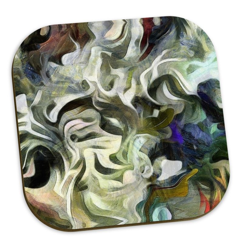 Abstract Fluid Lines of Movement Muted Tones High Fashion Custom Coasters by The Photo Access