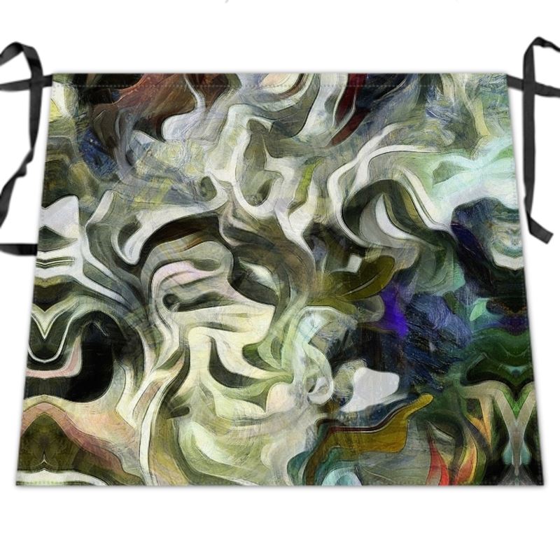 Abstract Fluid Lines of Movement Muted Tones Waist Apron by The Photo Access