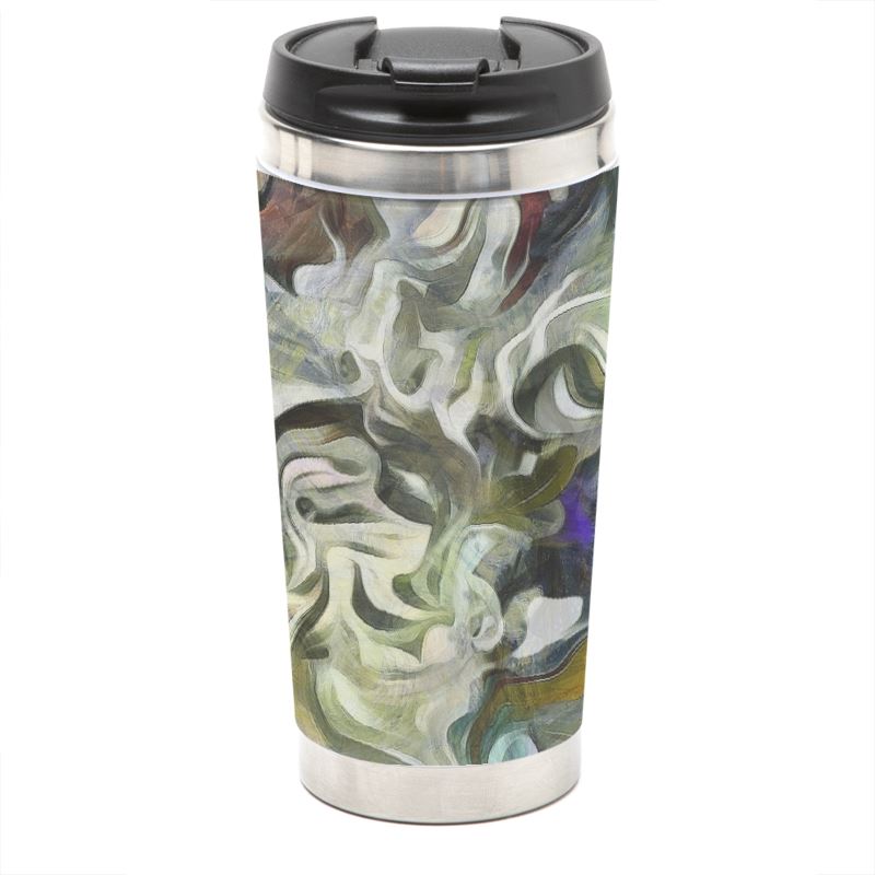Abstract Fluid Lines of Movement Muted Tones Travel Mug by The Photo Access