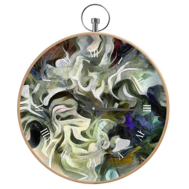 Abstract Fluid Lines of Movement Muted Tones High Fashion Custom Wall Clock by The Photo Access