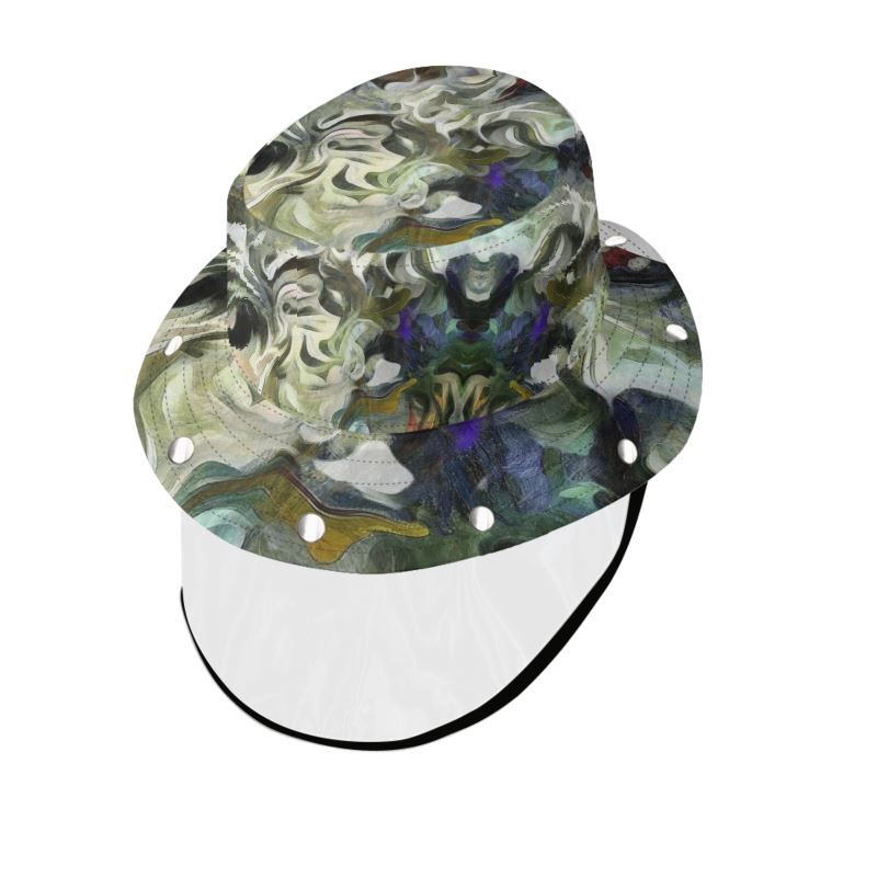 Abstract Fluid Lines of Movement Muted Tones Bucket Hat with Visor by The Photo Access