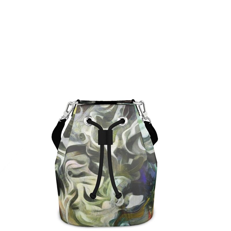 Abstract Fluid Lines of Movement Muted Tones Bucket Bag by The Photo Access