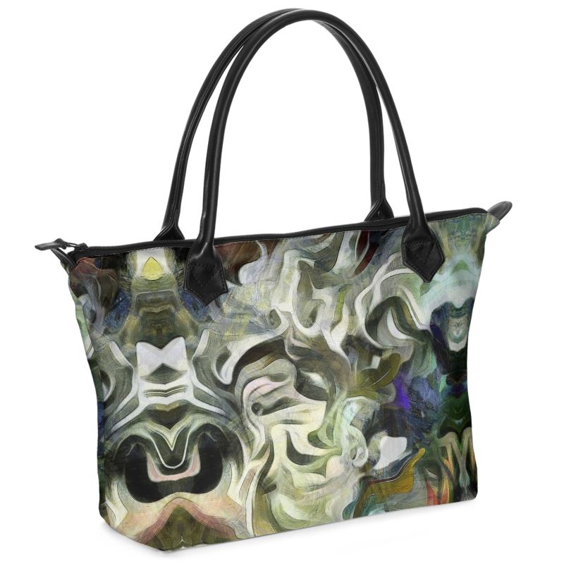 Abstract Fluid Lines of Movement Muted Tones Zip Top Handbags by The Photo Access