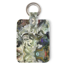 Load image into Gallery viewer, Abstract Fluid Lines of Movement Muted Tones Leather Fashion Keychain by The Photo Access
