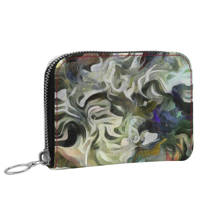 Abstract Fluid Lines of Movement Muted Tones High Fashion Small Leather Zip Purse by The Photo Access