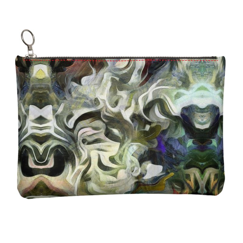 Abstract Fluid Lines of Movement Muted Tones High Fashion Leather Clutch Bag by The Photo Access