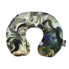 Load image into Gallery viewer, Abstract Fluid Lines of Movement Muted Tones High Fashion Custom Travel Neck Pillow by The Photo Access
