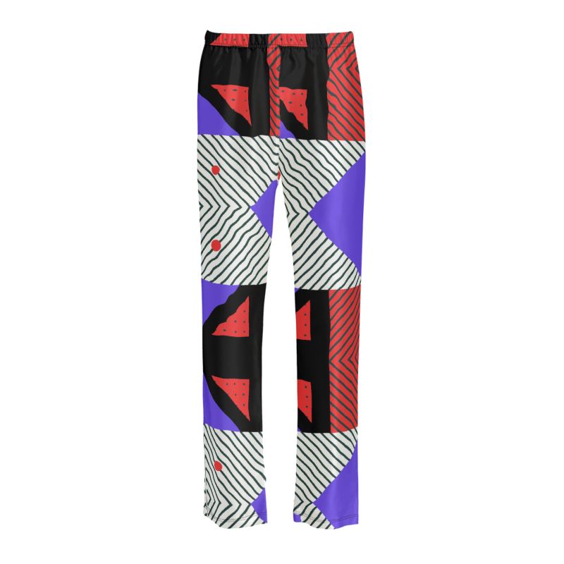 Neo Memphis Patches Stickers Ladies Silk Pajama Bottoms by The Photo Access