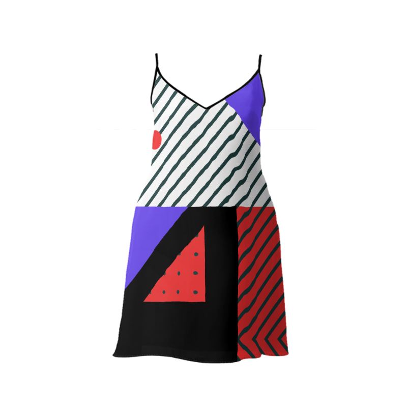 Neo Memphis Patches Stickers Slip Dress by The Photo Access