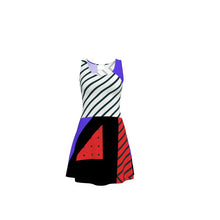 Load image into Gallery viewer, Neo Memphis Patches Stickers Skater Dress by The Photo Access
