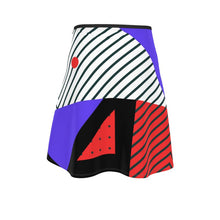 Cargar imagen en el visor de la galería, Neo Memphis Patches Stickers Flared Skirt by The Photo Access
