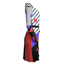 Load image into Gallery viewer, Neo Memphis Patches Stickers Wrap Dress by The Photo Access
