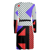 Load image into Gallery viewer, Neo Memphis Patches Stickers Wrap Dress by The Photo Access
