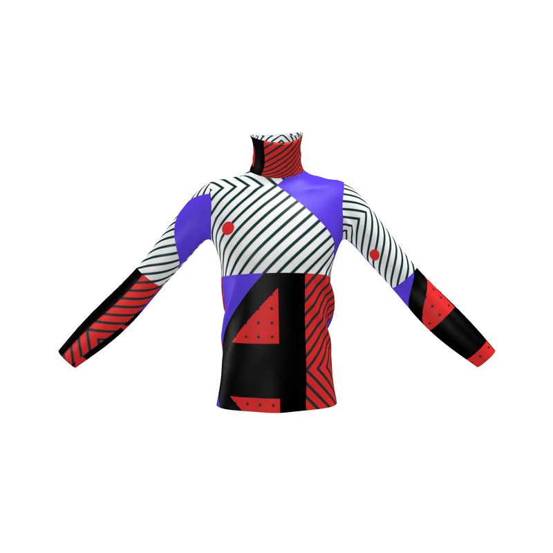 Neo Memphis Patches Stickers Mens Slim Fit Roll Neck by The Photo Access