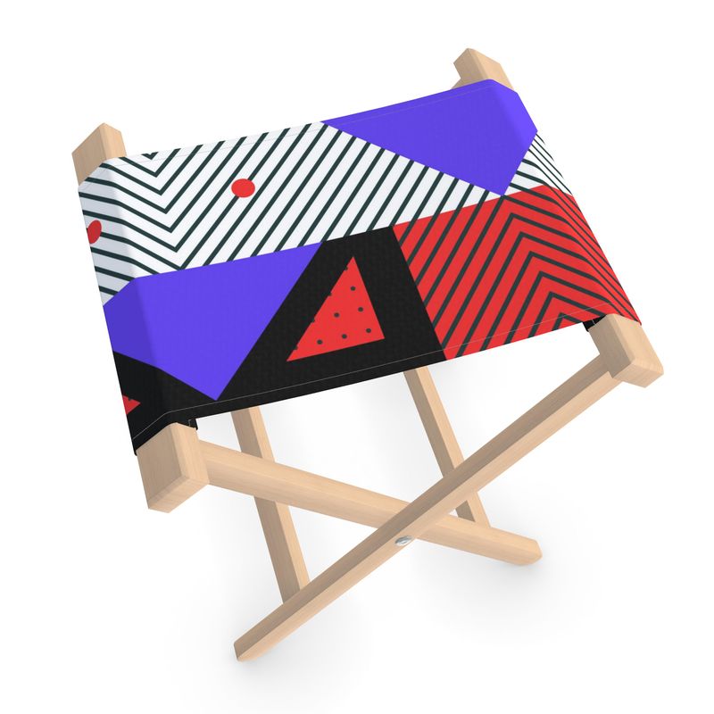 Neo Memphis Patches Stickers Folding Stool Chair by The Photo Access