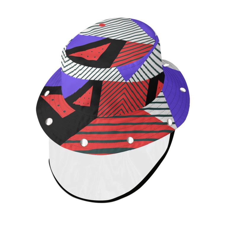 Neo Memphis Patches Stickers Bucket Hat with Visor by The Photo Access