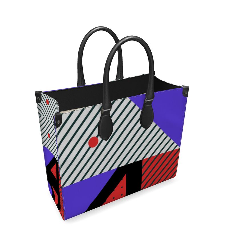 Neo Memphis Patches Stickers Leather Shopper Bag by The Photo Access