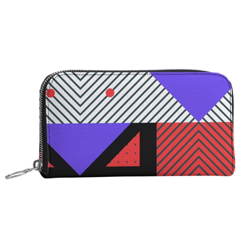 Neo Memphis Patches Stickers Leather Zip Wallet by The Photo Access