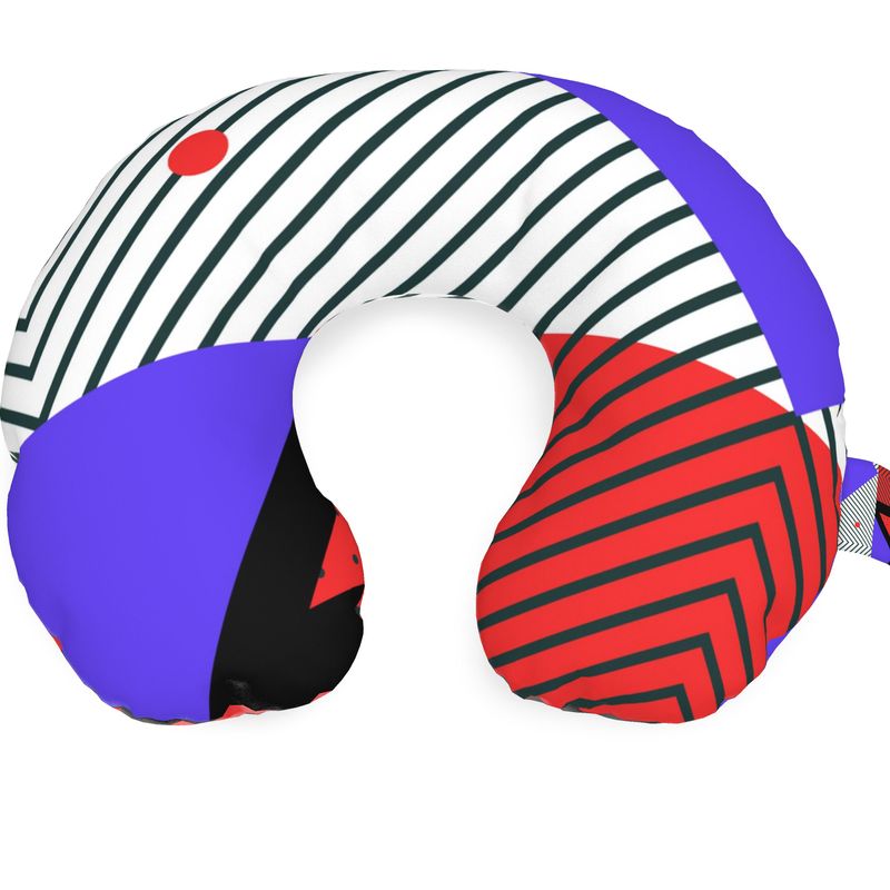 Neo Memphis Patches Stickers Travel Neck Pillow by The Photo Access