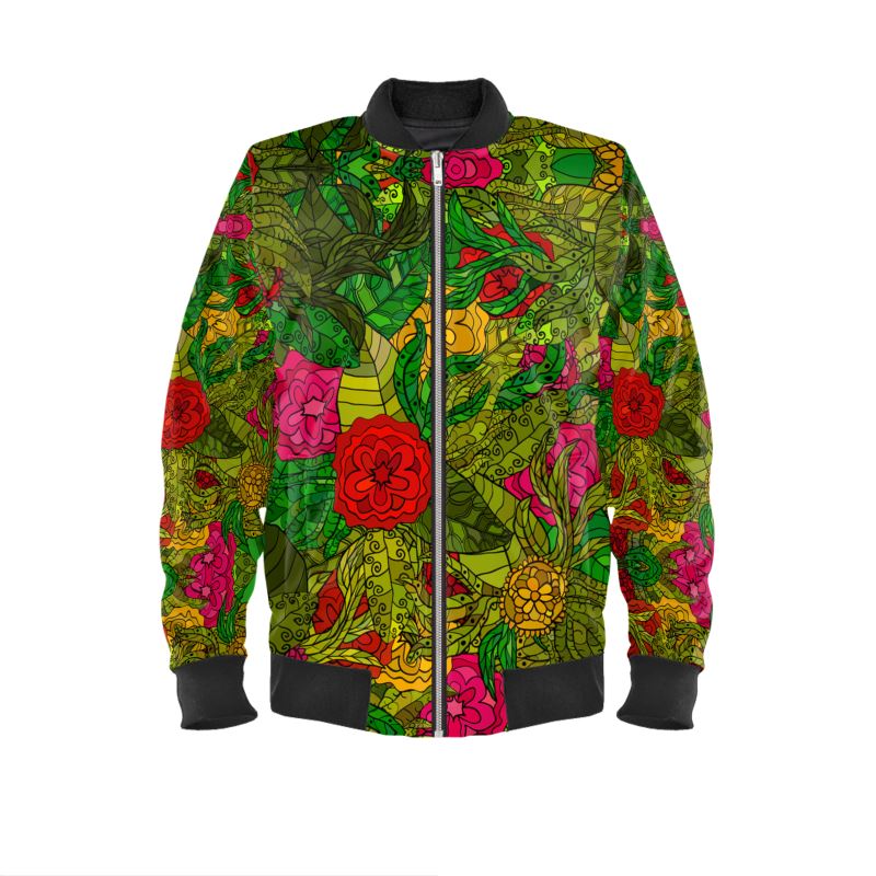Hand Drawn Floral Seamless Pattern Mens Bomber Jacket by The Photo Access