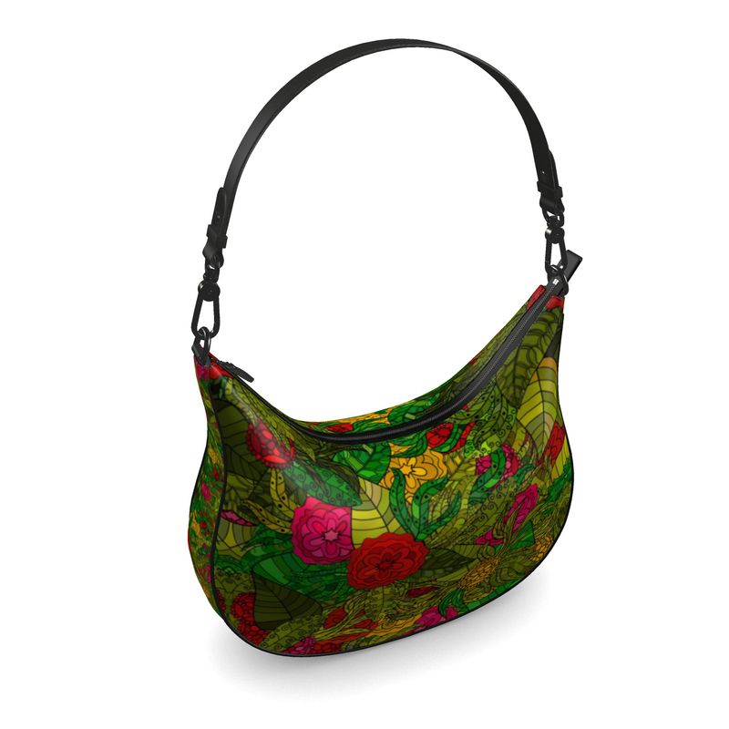Hand Drawn Floral Seamless Pattern Curve Hobo Bag by The Photo Access
