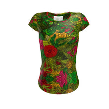 Load image into Gallery viewer, Hand Drawn Floral Seamless Pattern Ladies Cut and Sew T-Shirt by The Photo Access
