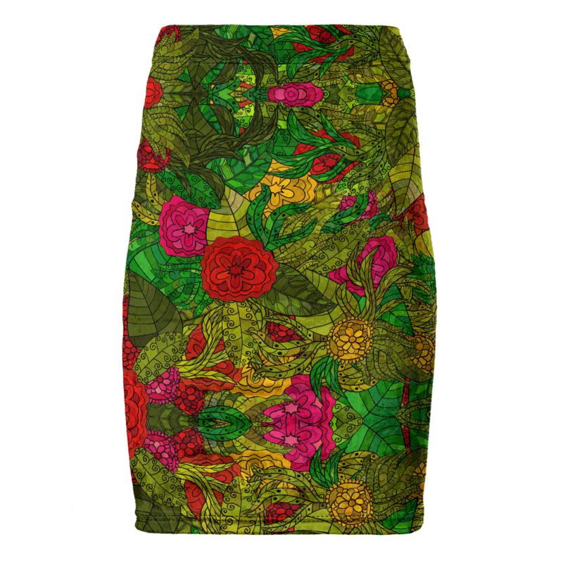 Hand Drawn Floral Seamless Pattern Pencil Skirt by The Photo Access